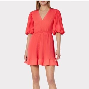 NWT MILLY ELLE PLEATED CORAL COCKTAIL DRESS SIZE 2